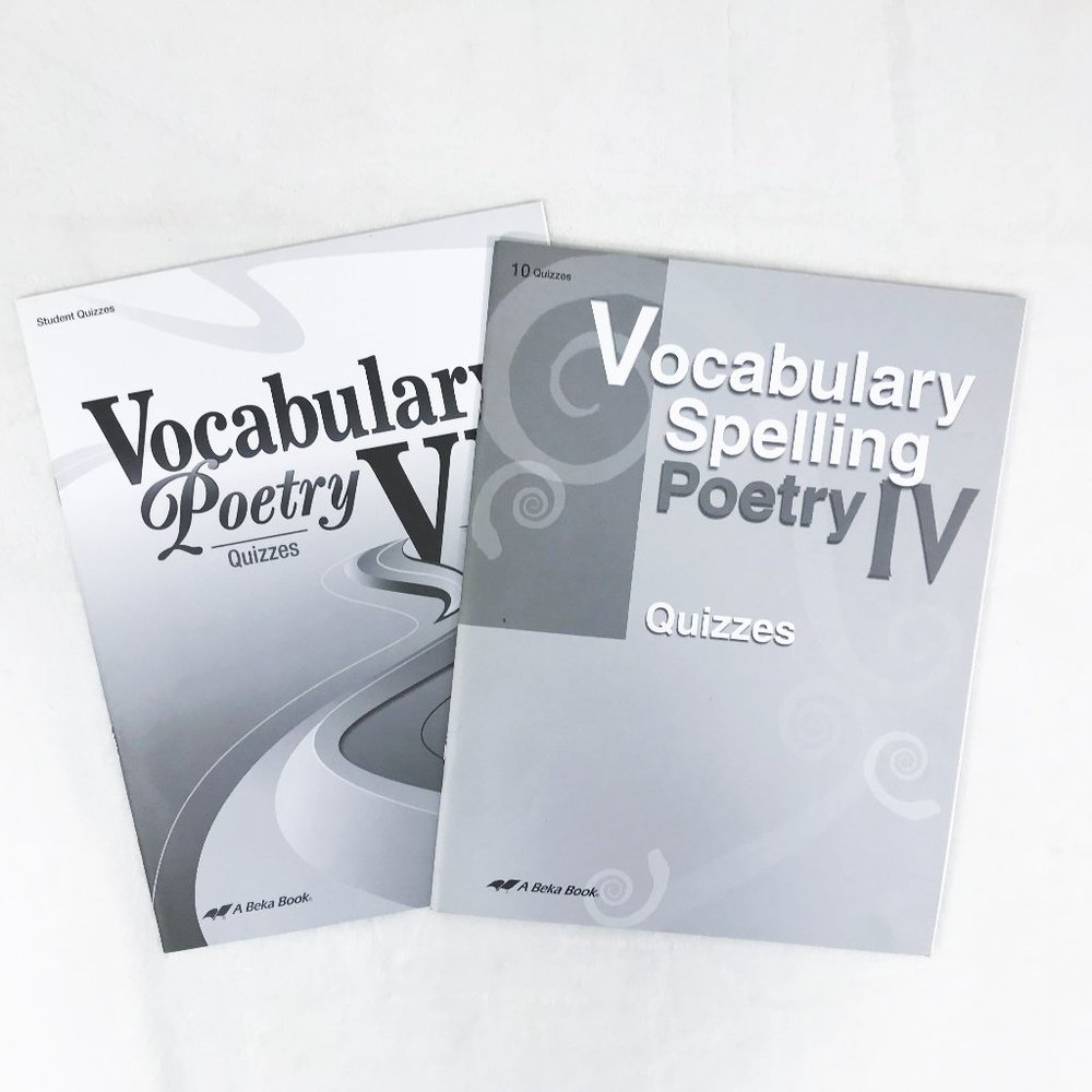 Abeka Vocabulary Spelling Poetry VI Quiz Book Set
